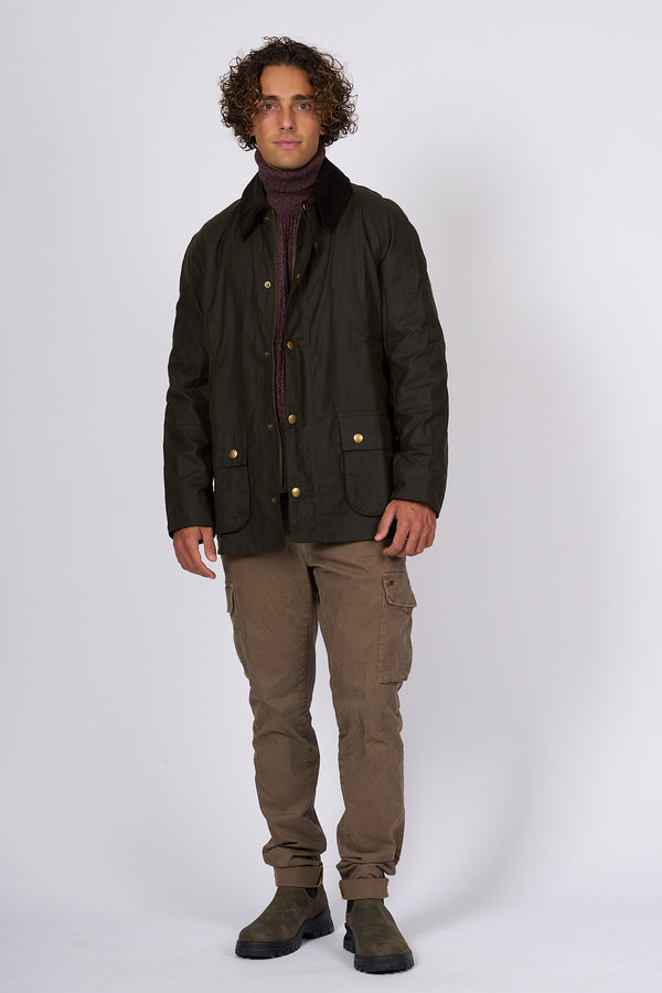 Barbour Giacca Ashby Wax Verde Oliva Uomo-2