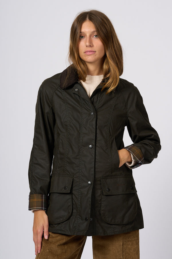 Barbour Giacca Beadnell Wax Verde Donna