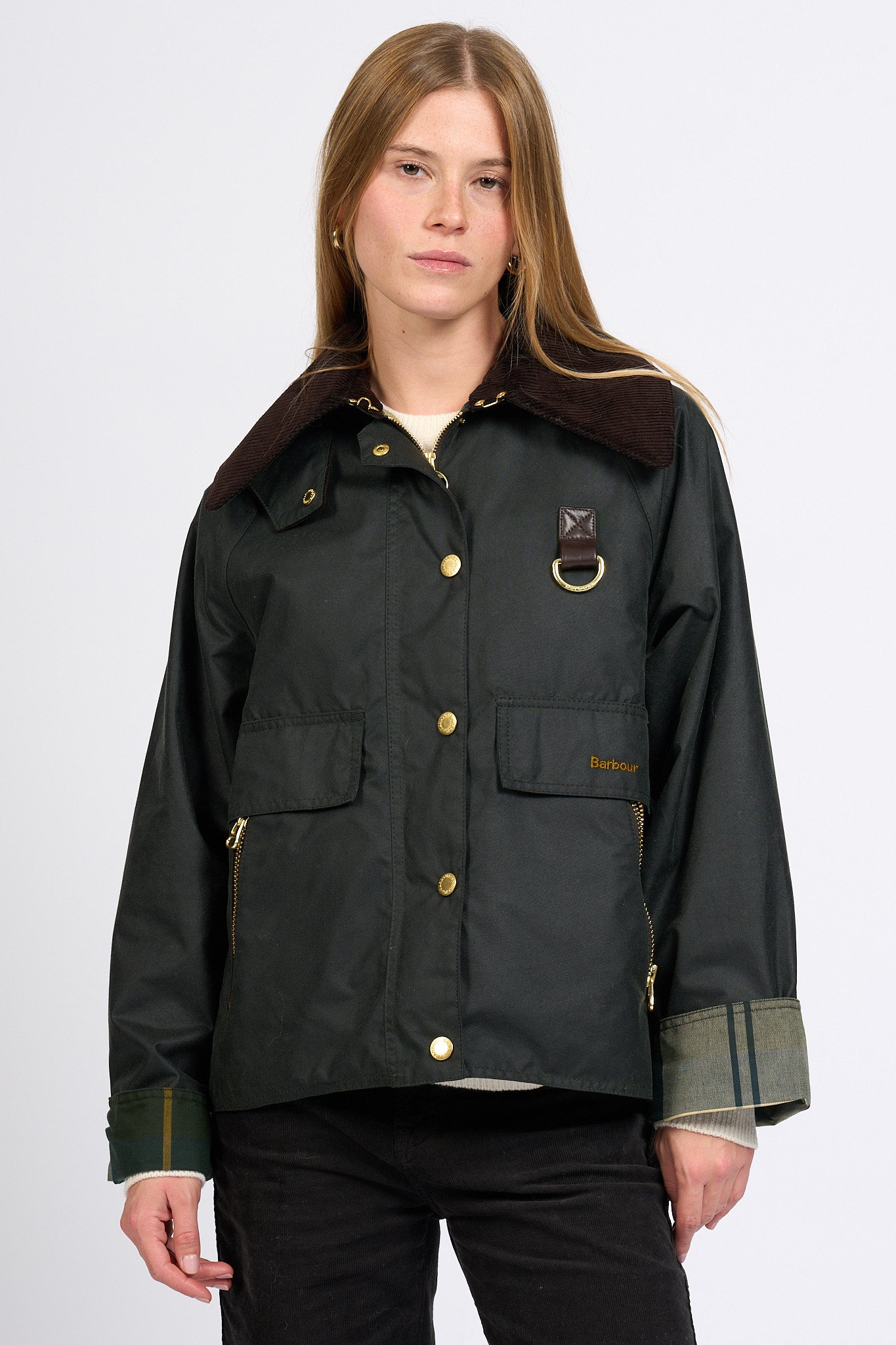 Barbour Giacca Catton Wax Salvia Donna-7