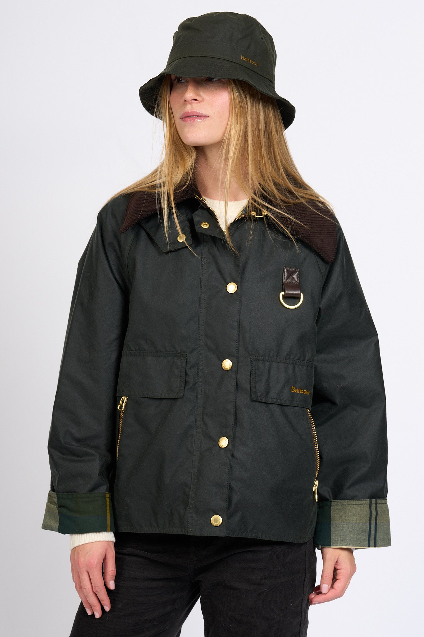 Barbour Giacca Catton Wax Salvia Donna-5