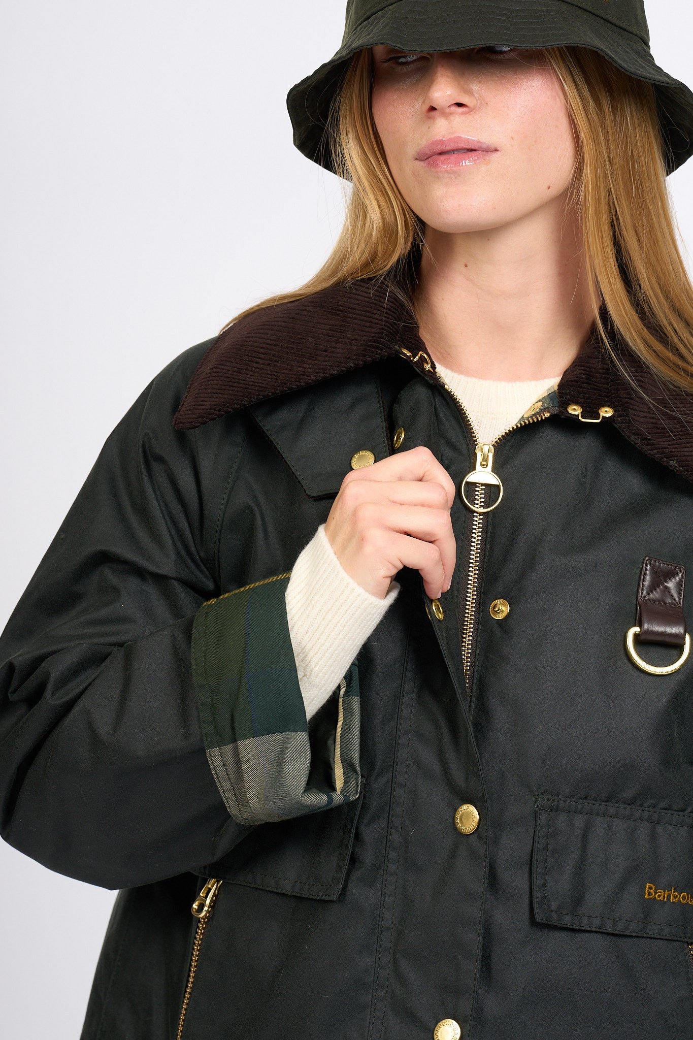 Barbour Giacca Catton Wax Salvia Donna-4