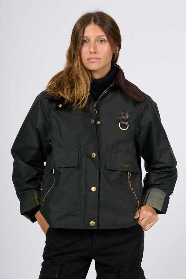 Barbour Giacca Catton Wax Verde Donna-2
