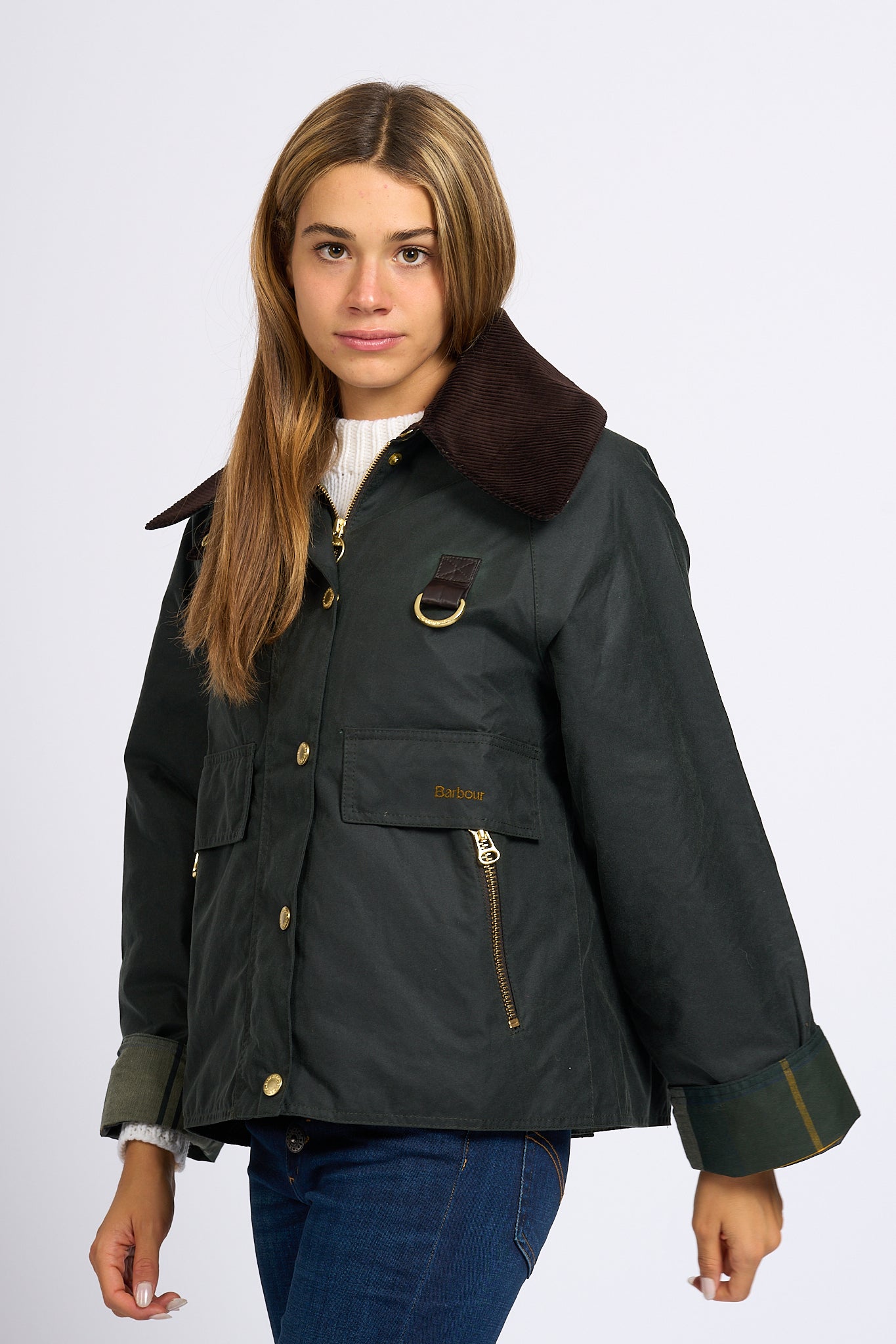 Barbour Giacca Catton Wax Verde Salvia Donna-3