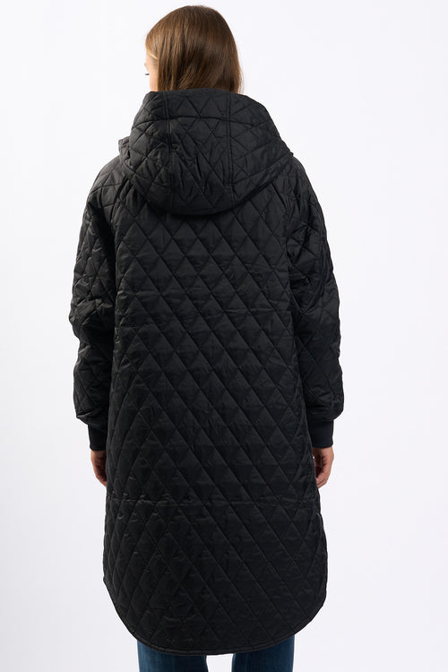 Barbour Giacca Lunga Trapuntata Hilary Nero Donna-2