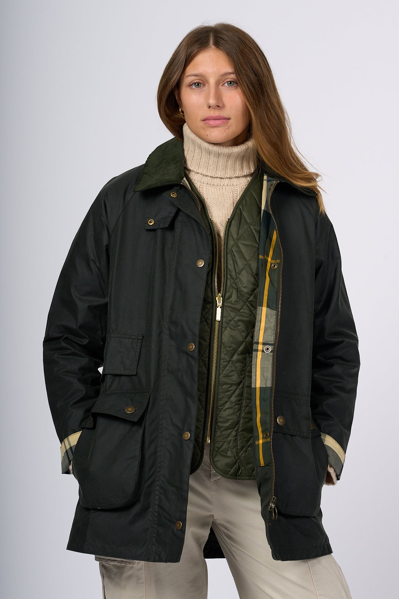 Barbour Giacca Tain Wax Verde  Donna-8