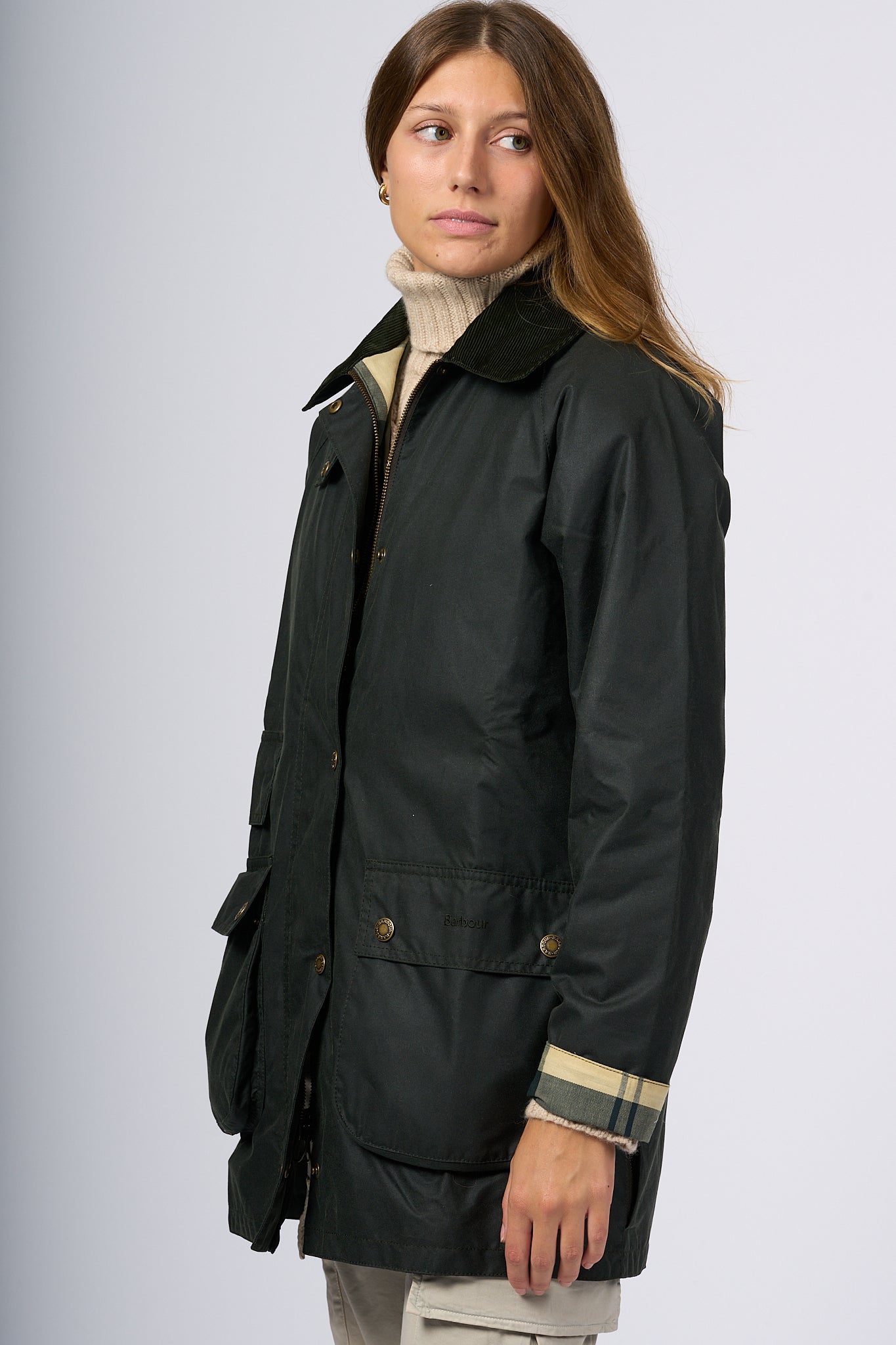 Barbour Giacca Tain Wax Verde  Donna-2