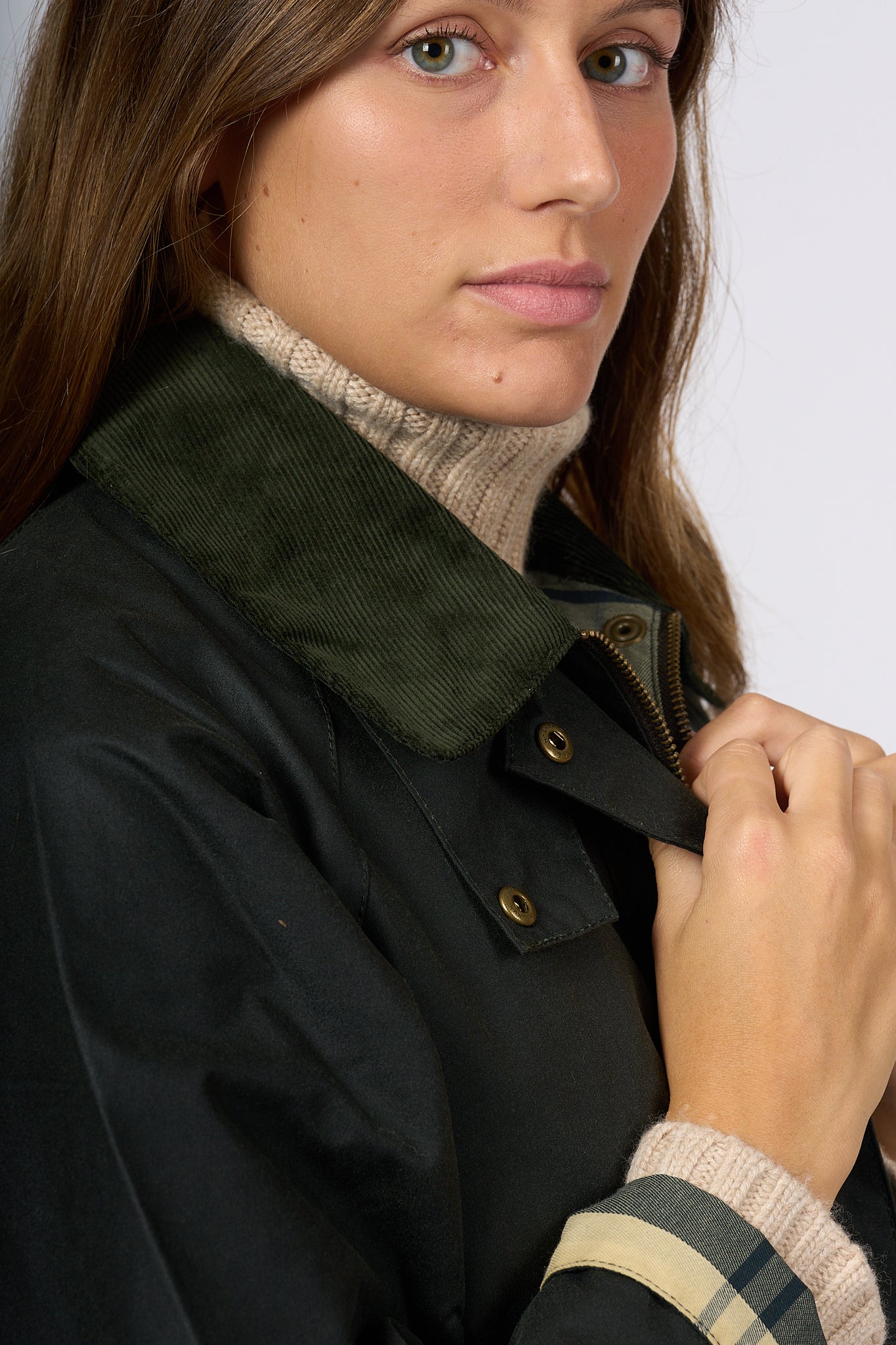 Barbour Giacca Tain Wax Verde  Donna-4