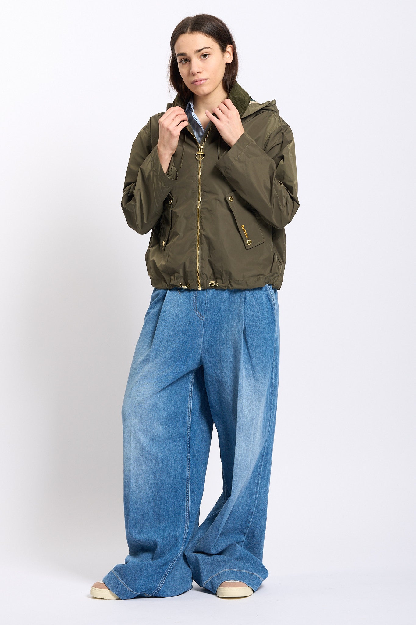 Barbour Giacca WEAVER in Nylon Verde Donna-5