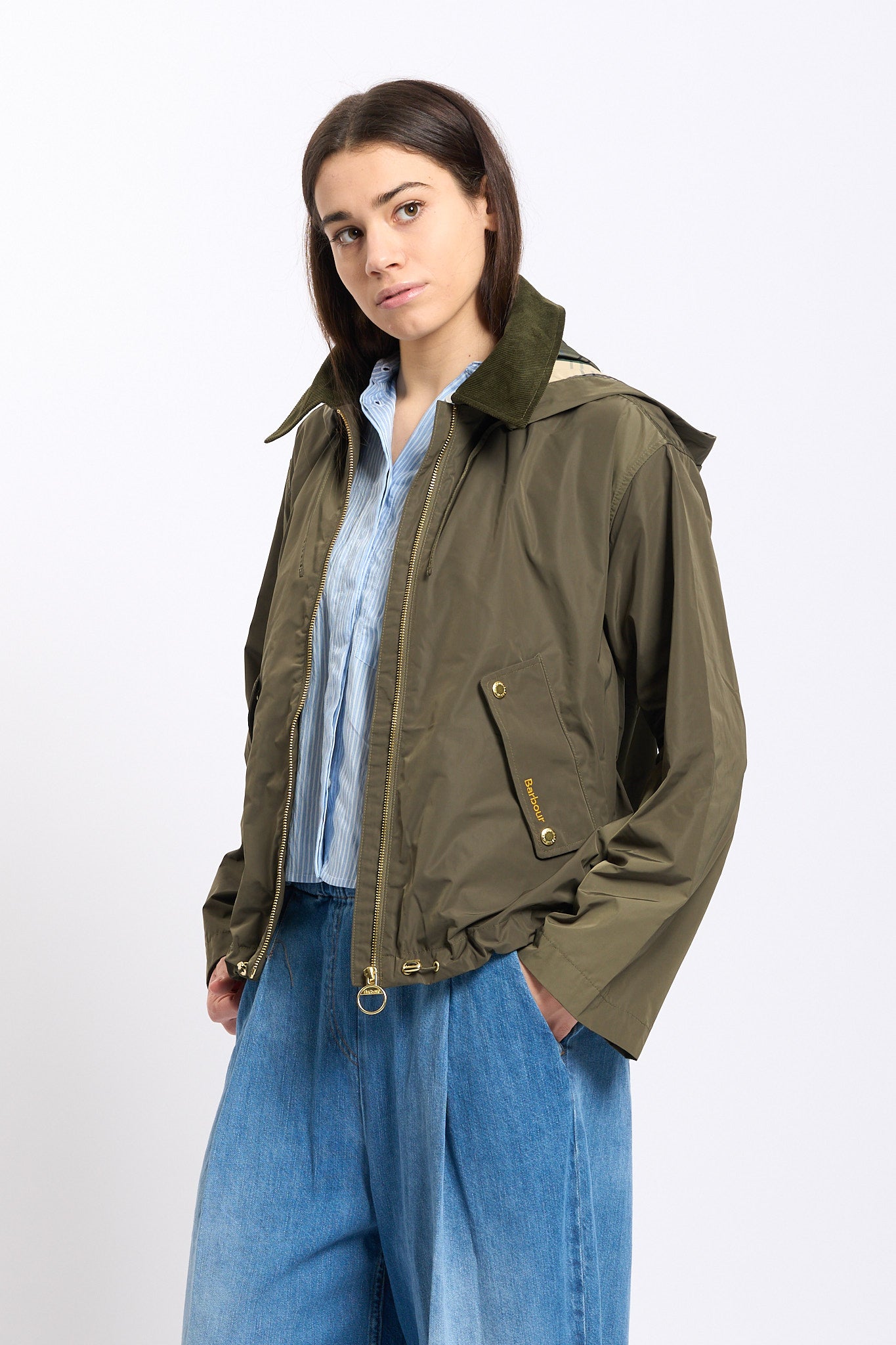 Barbour Giacca WEAVER in Nylon Verde Donna-6