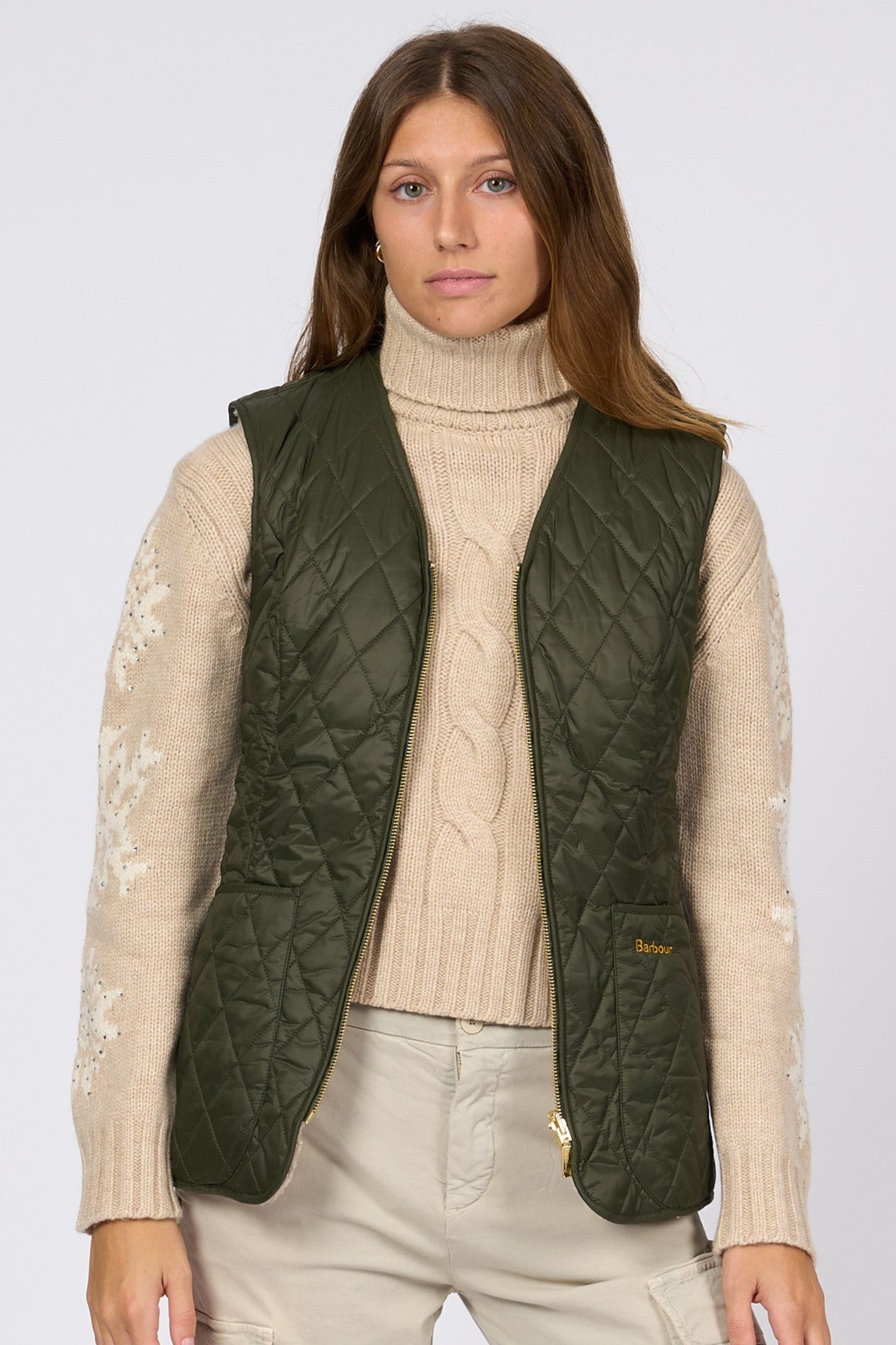 Barbour Betty Fleece Gilet Olive Women-3