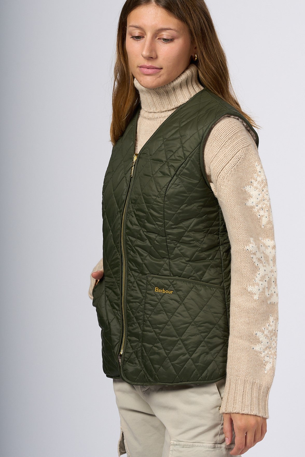 Barbour Betty Fleece Gilet Olive Women-1