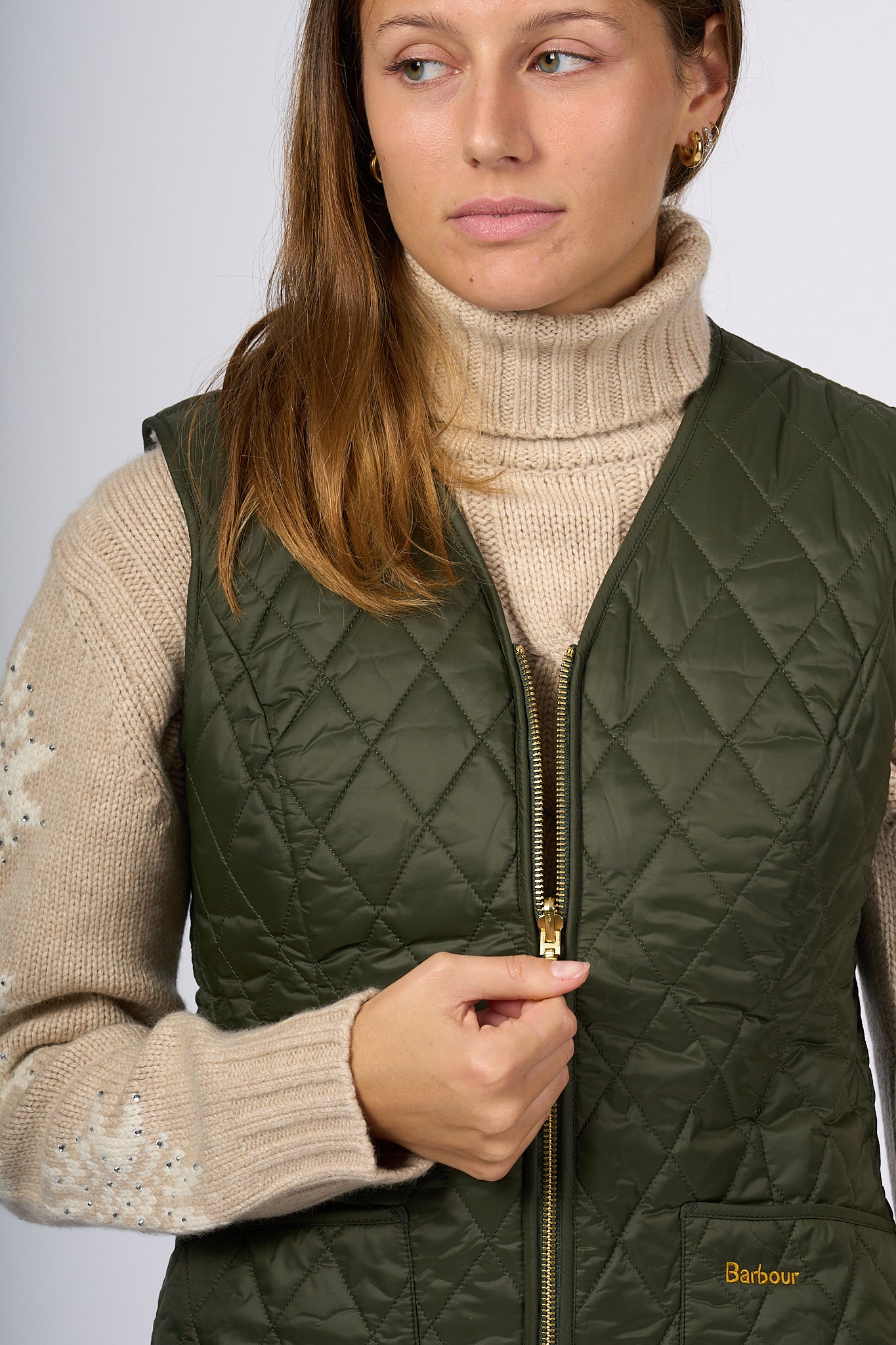 Barbour Betty Fleece Gilet Olive Women-2