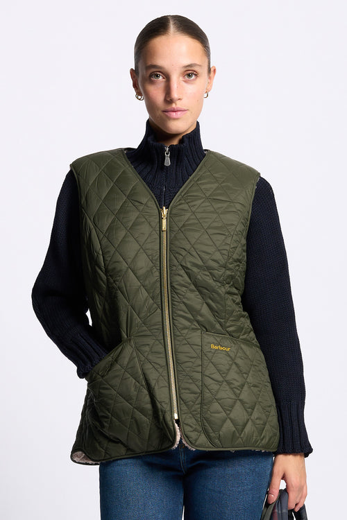 Barbour Gilet MARKENFIELD Donna trapuntato Oliva/Ecrù