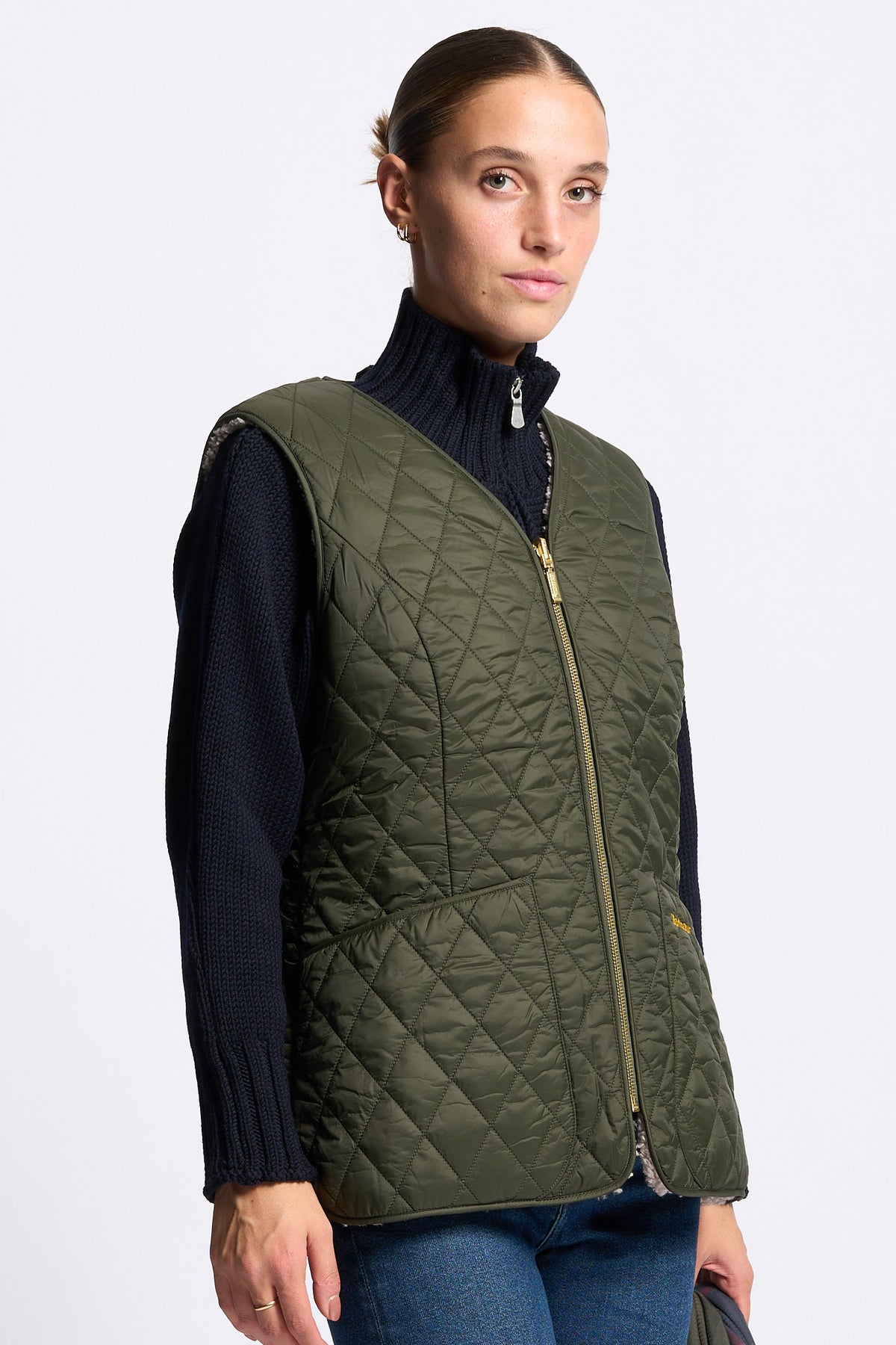 Barbour Gilet MARKENFIELD Donna trapuntato Oliva/Ecrù-5