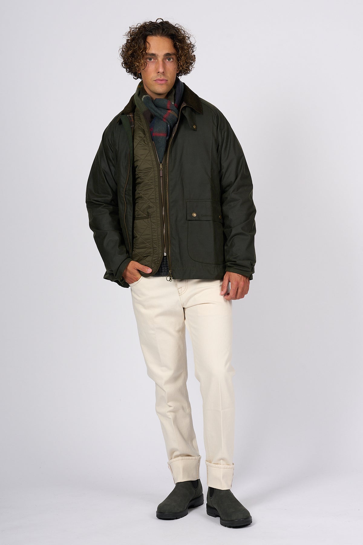Barbour Gilet POLARQUILT Oliva Uomo trapuntato a rombi-3