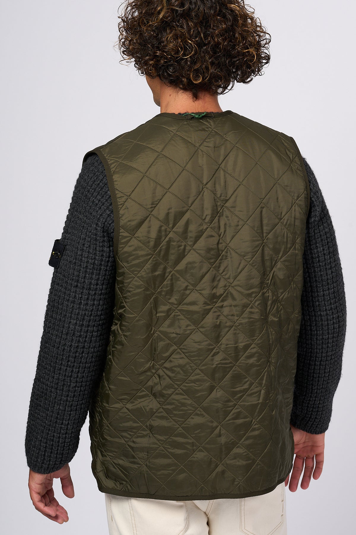 Barbour Gilet POLARQUILT Oliva Uomo trapuntato a rombi-5