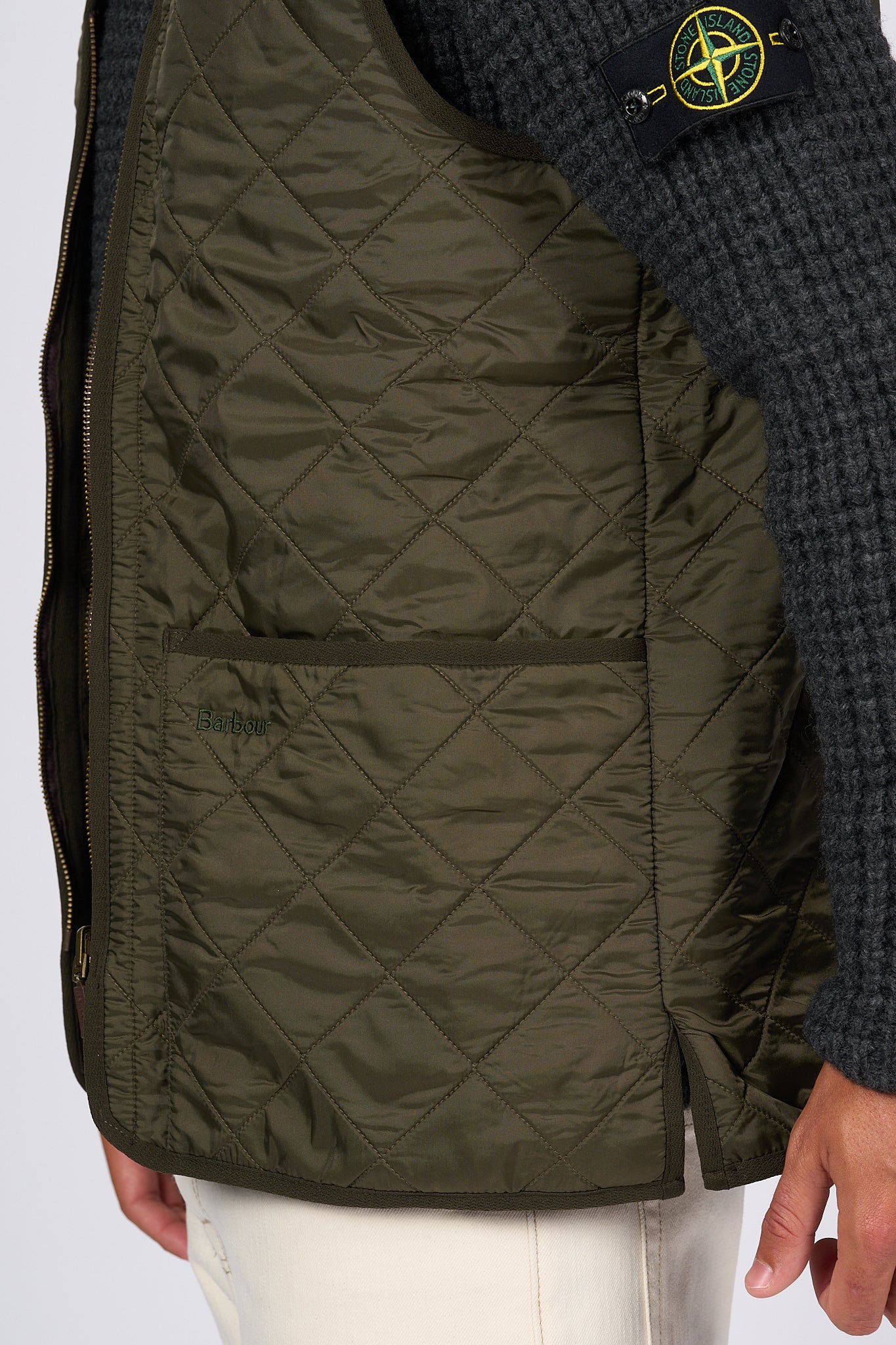 Barbour Polarquilt Vest Olive Green Men-6