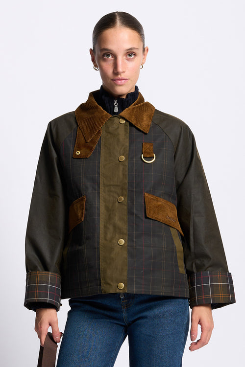 Barbour Giubbino IRENE WAX Donna in cotone cerato oliva-2