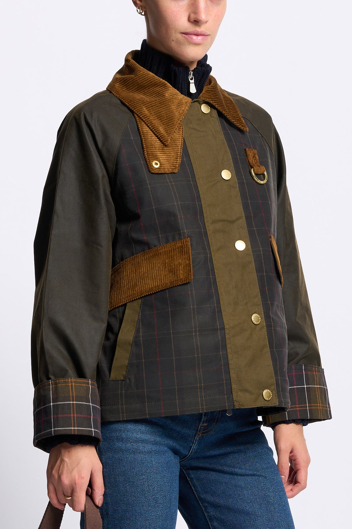 Barbour Giubbino IRENE WAX Donna in cotone cerato oliva-4