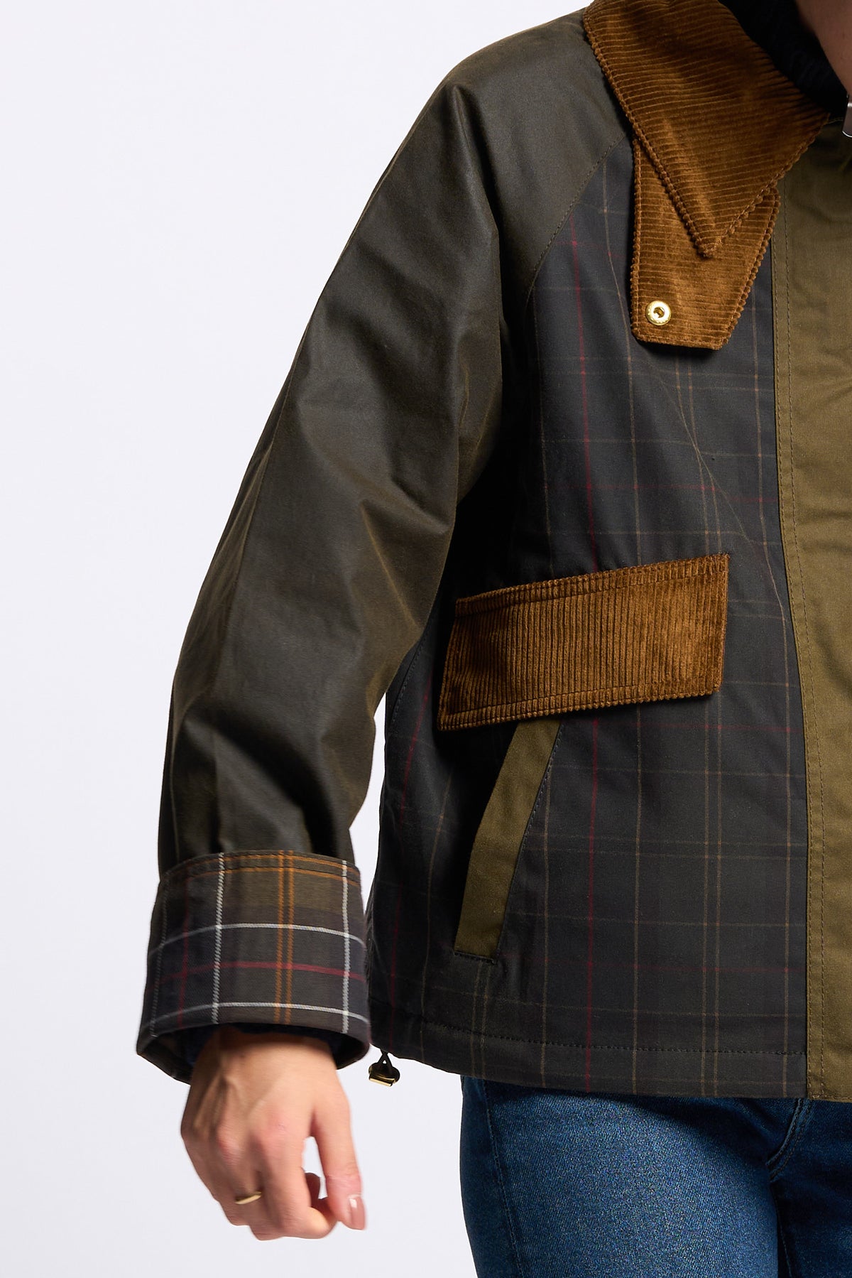 Barbour Giubbino IRENE WAX Donna in cotone cerato oliva-7