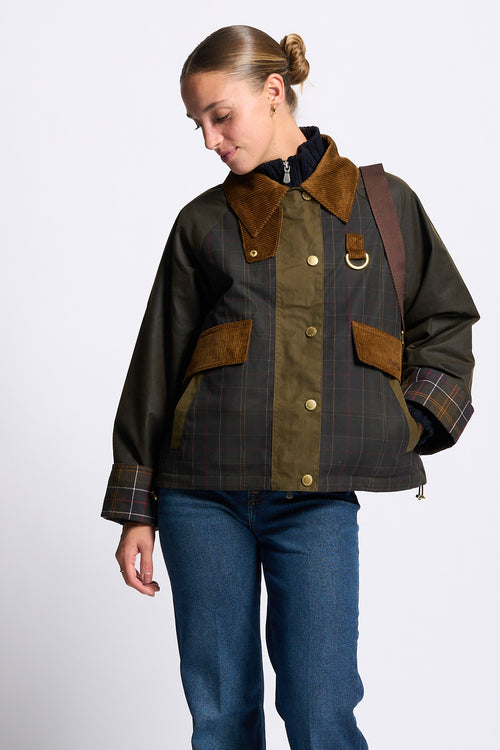 Barbour Giubbino IRENE WAX Donna in cotone cerato oliva
