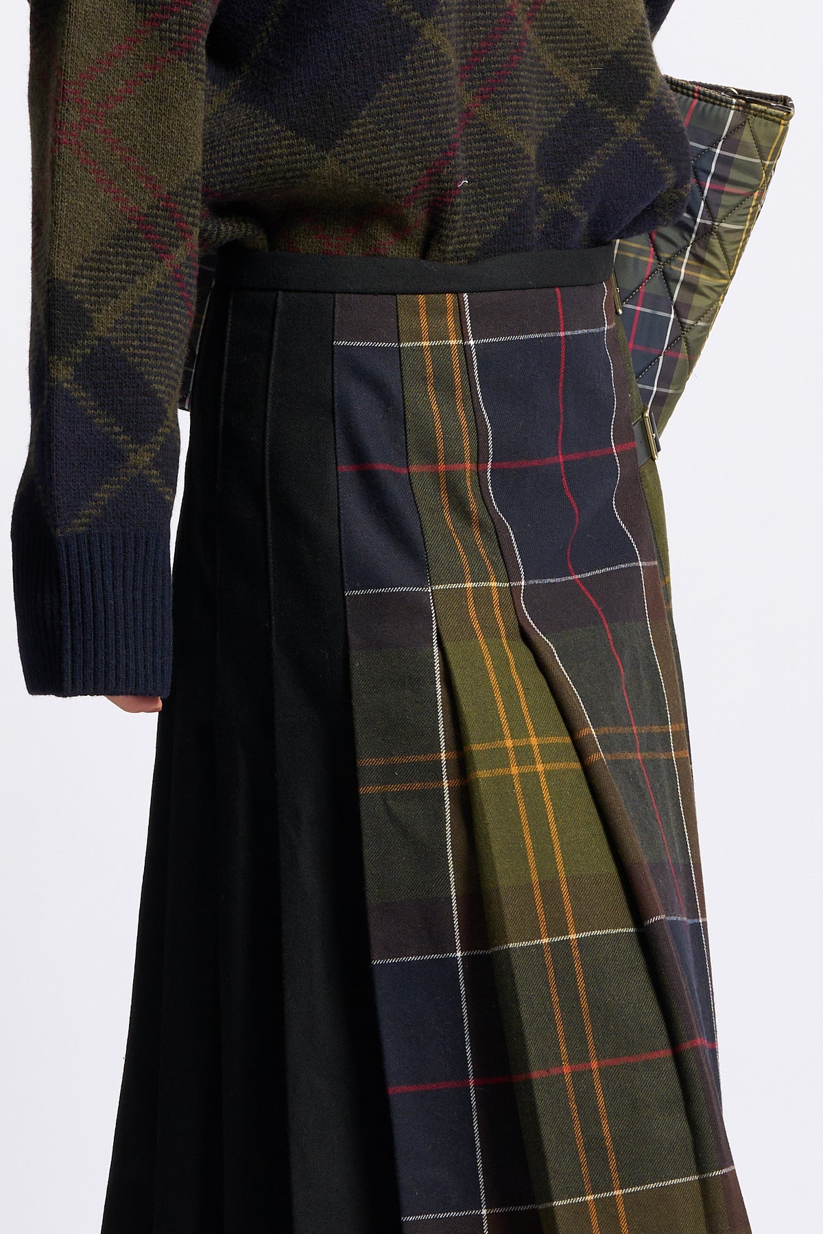 Barbour Gonna MARENA Tartan Verde da donna midi-5