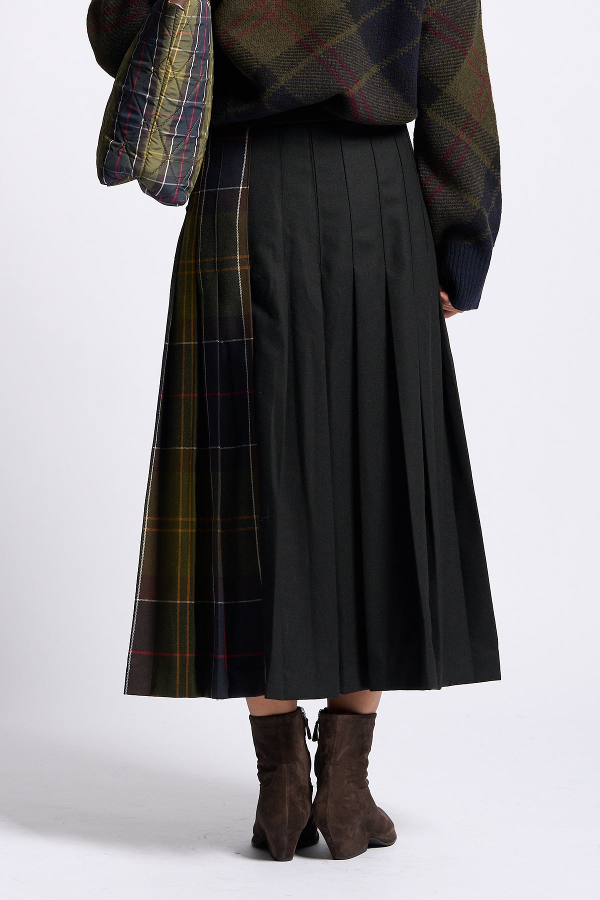 Barbour Gonna MARENA Tartan Verde da donna midi-6