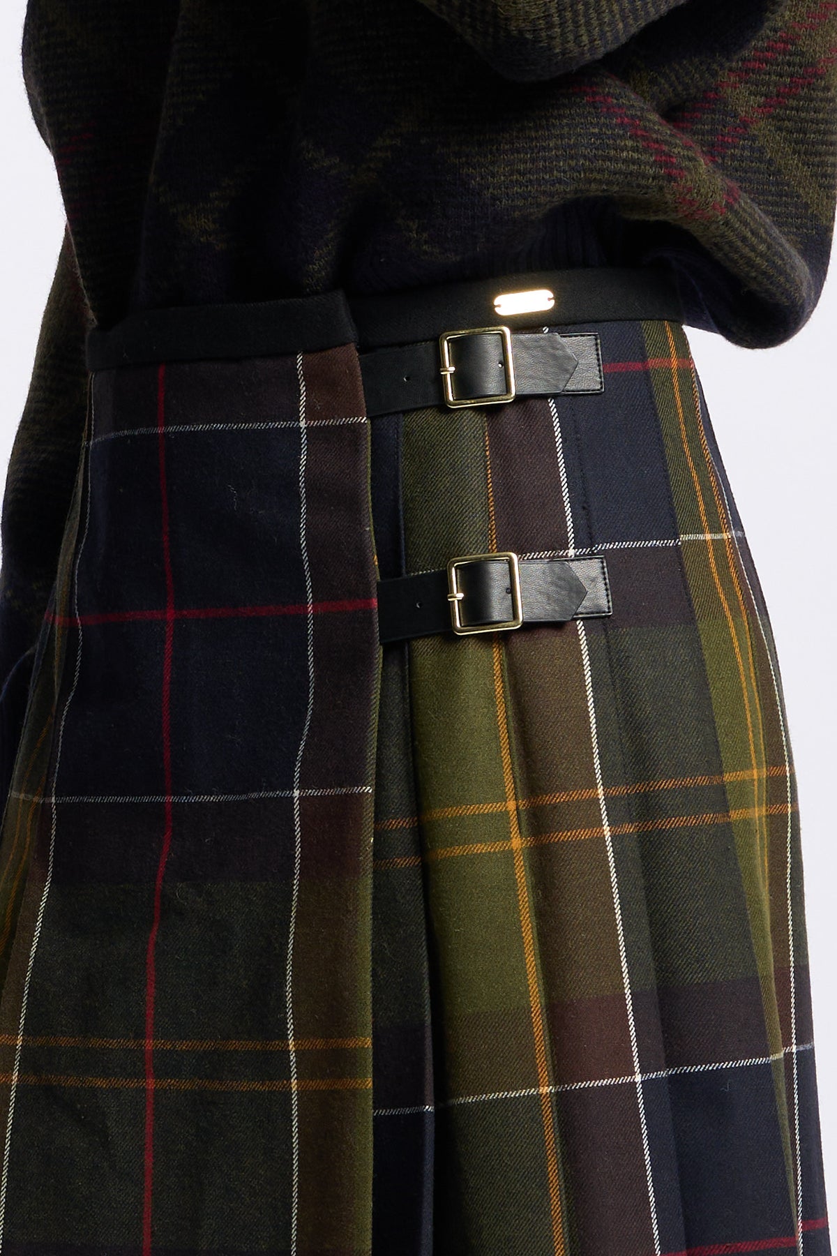 Barbour Gonna MARENA Tartan Verde da donna midi-7