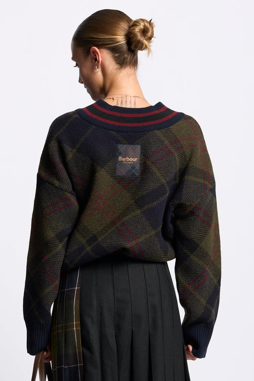 Barbour Maglia SHAE Tartan Donna con scollo a V-2