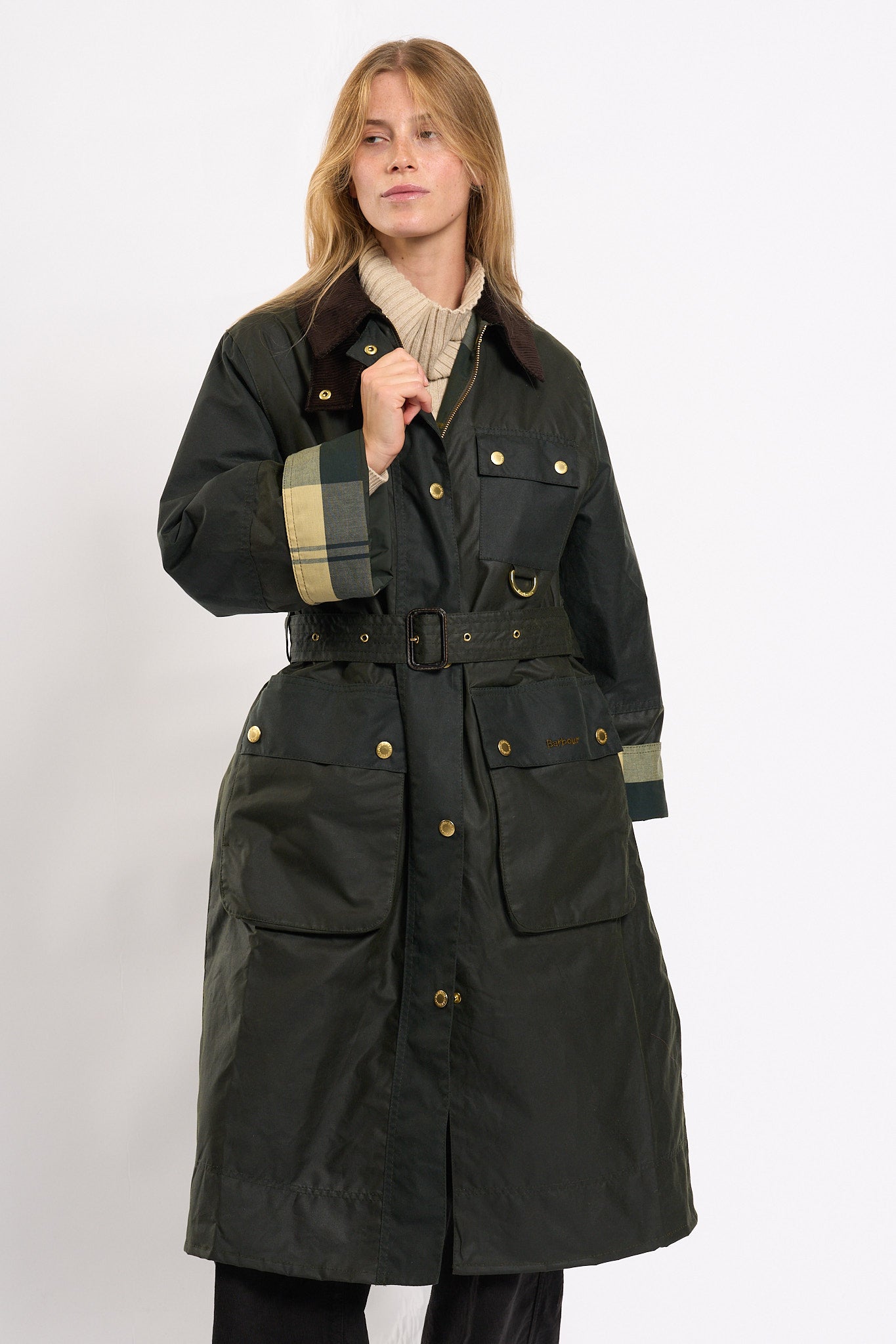 Barbour Trench Milda Wax Salvia Donna-5