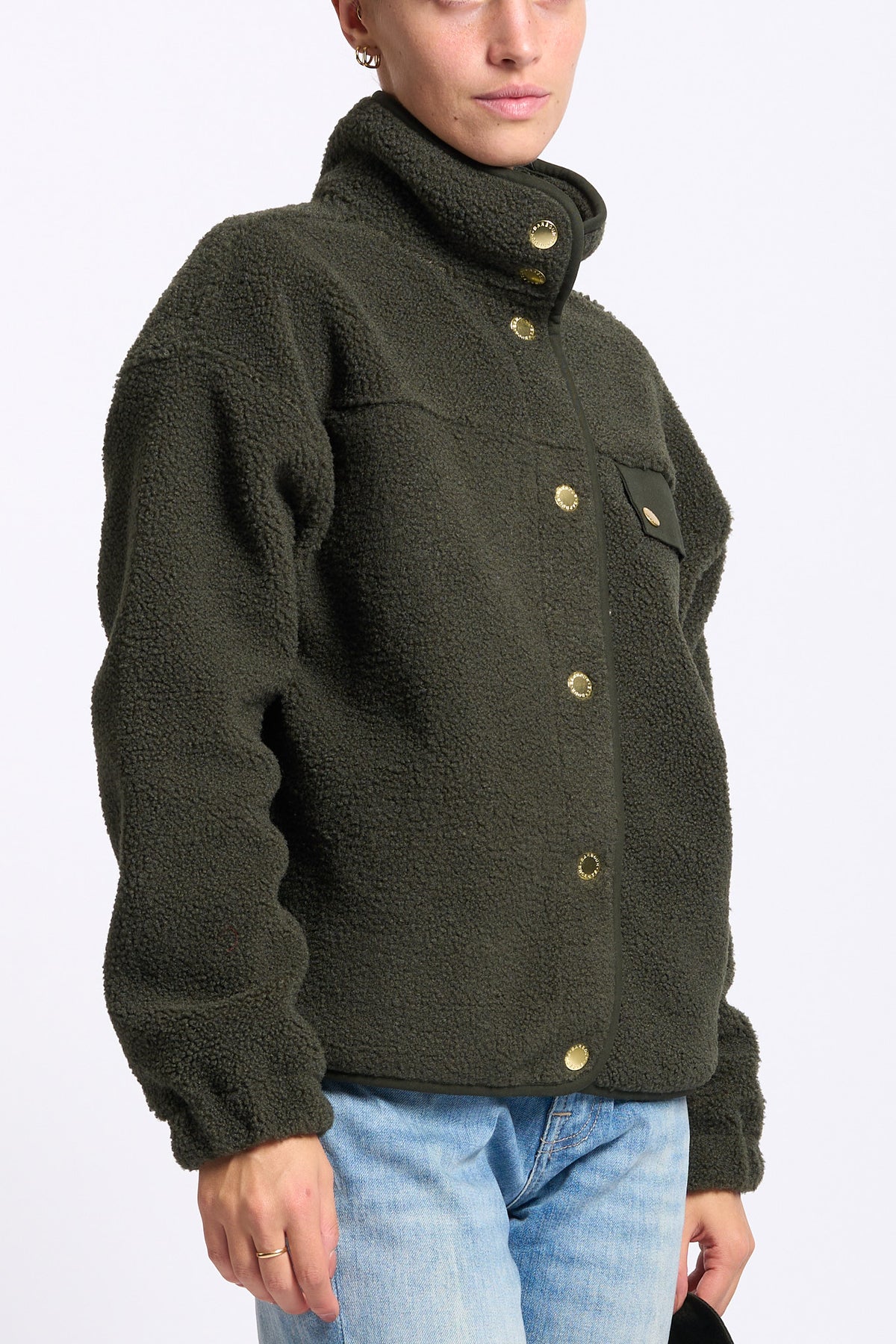 Barbour Pile MABEL Verde Oliva donna con collo alto-4