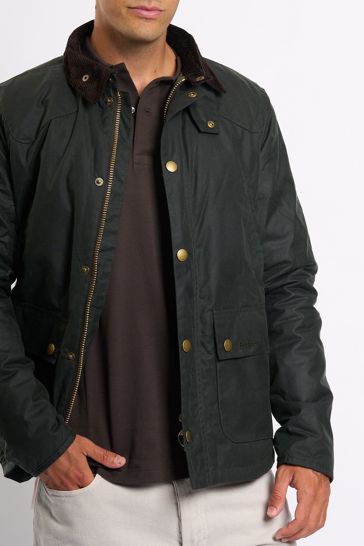 Barbour REELIN WAX Imbottito Salvia da uomo in cotone cerato-6