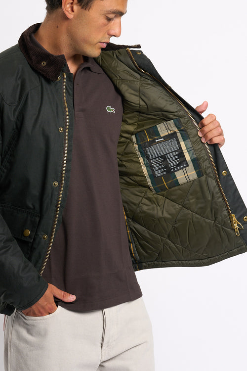 Barbour REELIN WAX Imbottito Salvia da uomo in cotone cerato-2
