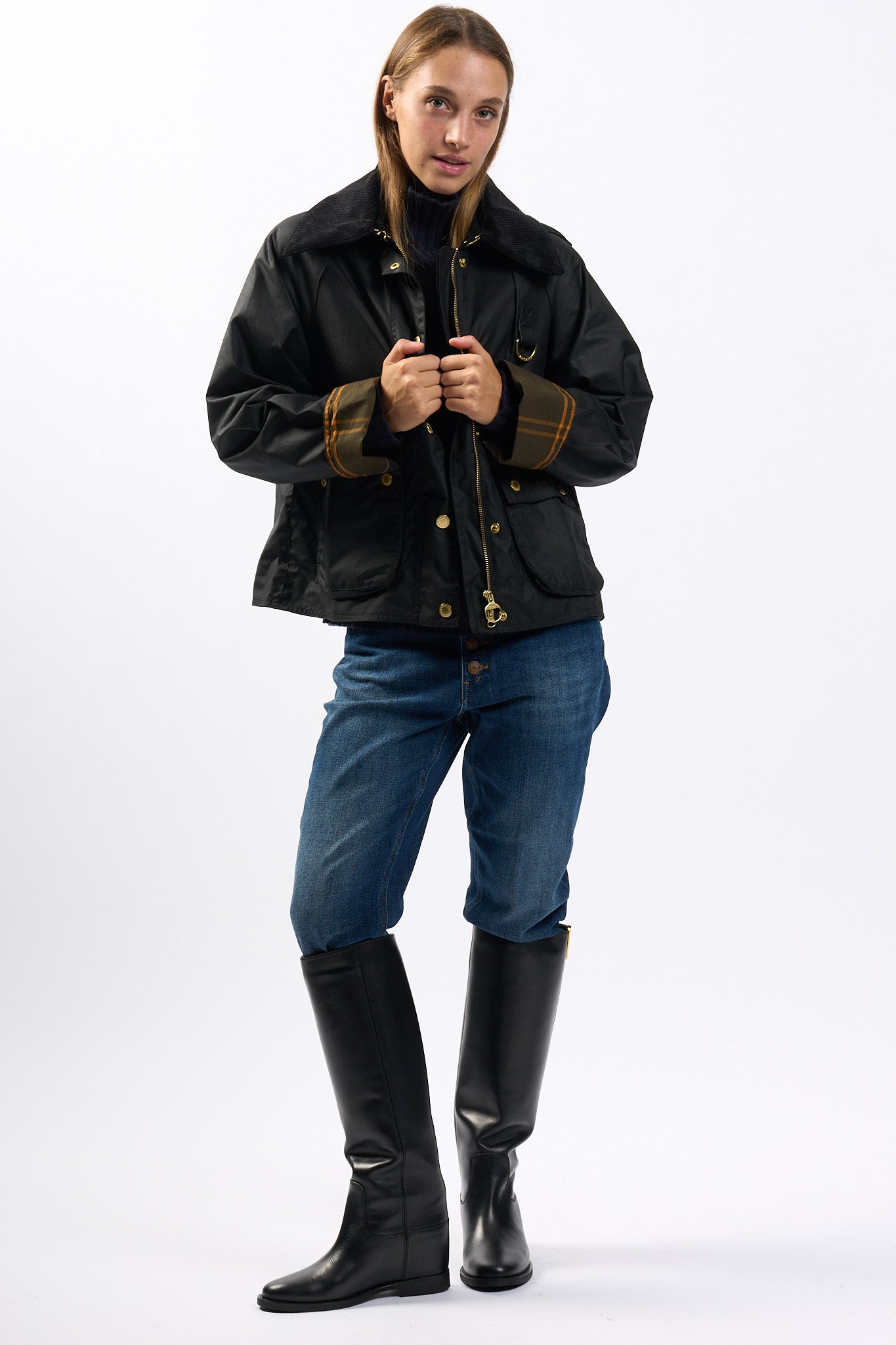 Barbour Reighton Wax Nero Donna-3