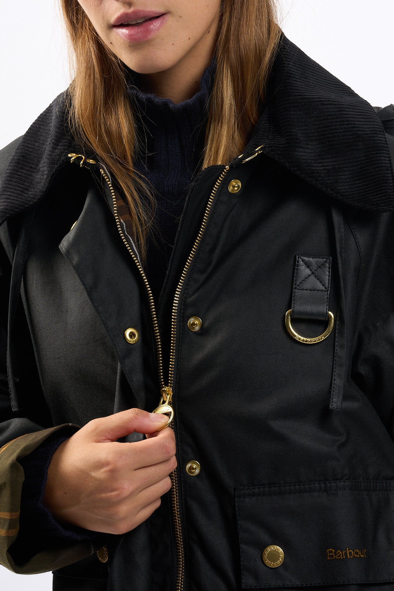 Barbour Reighton Wax Nero Donna-8