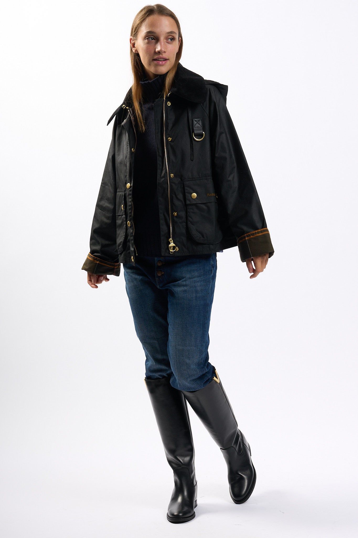 Barbour Reighton Wax Nero Donna-9