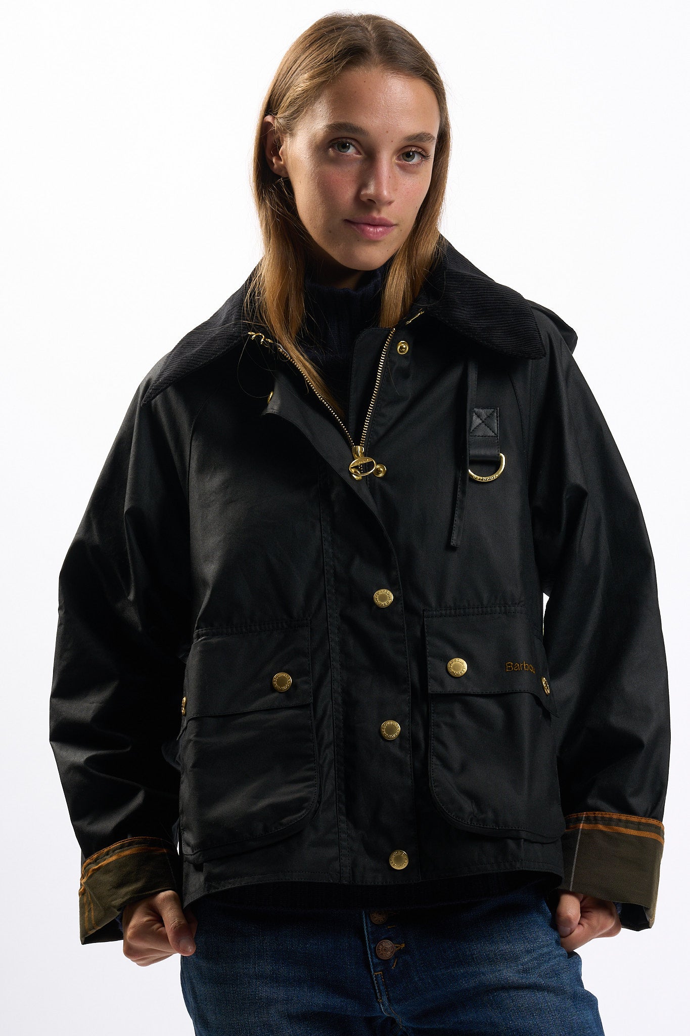 Barbour Reighton Wax Nero Donna-4