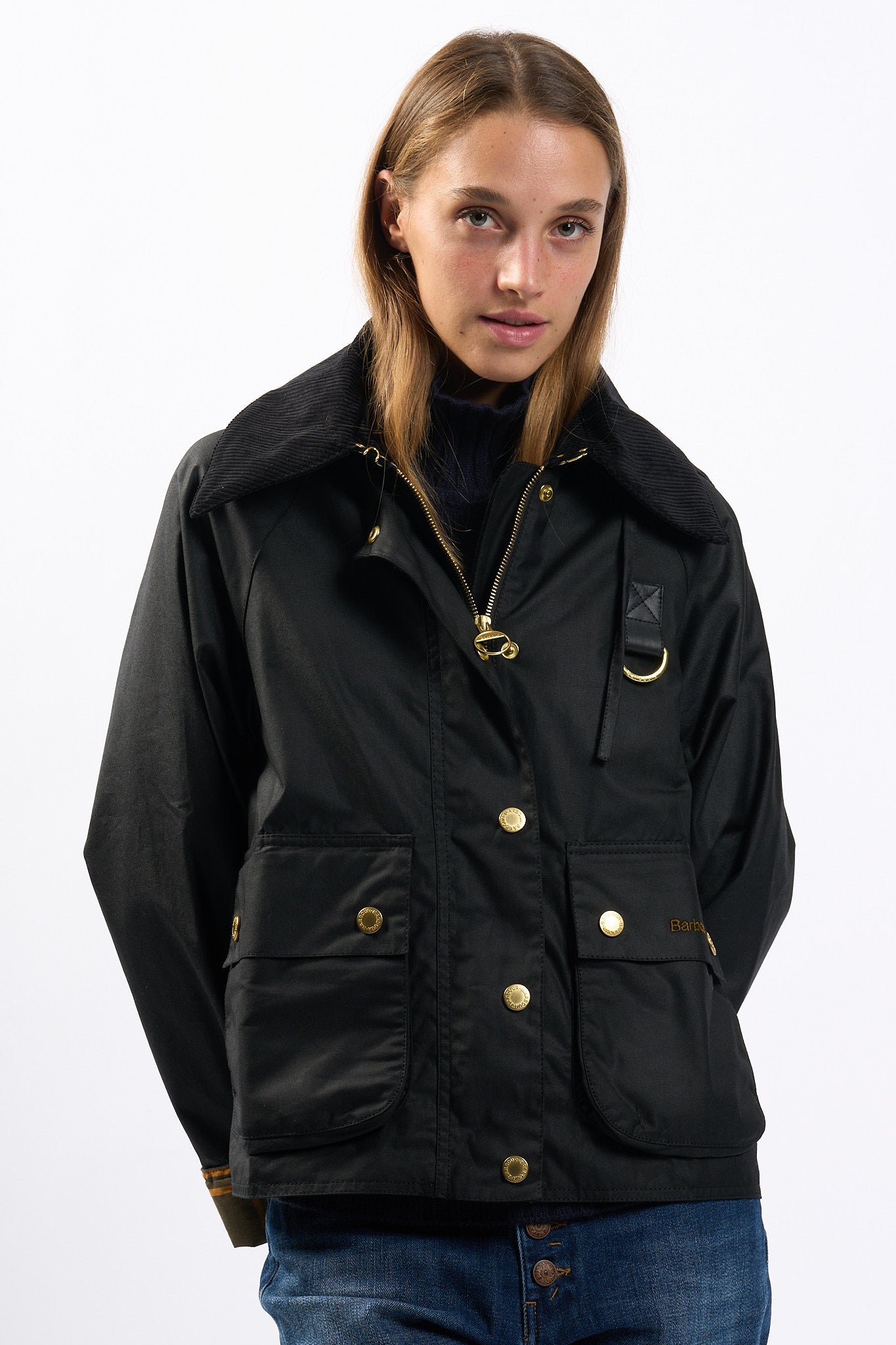Barbour Reighton Wax Nero Donna-6