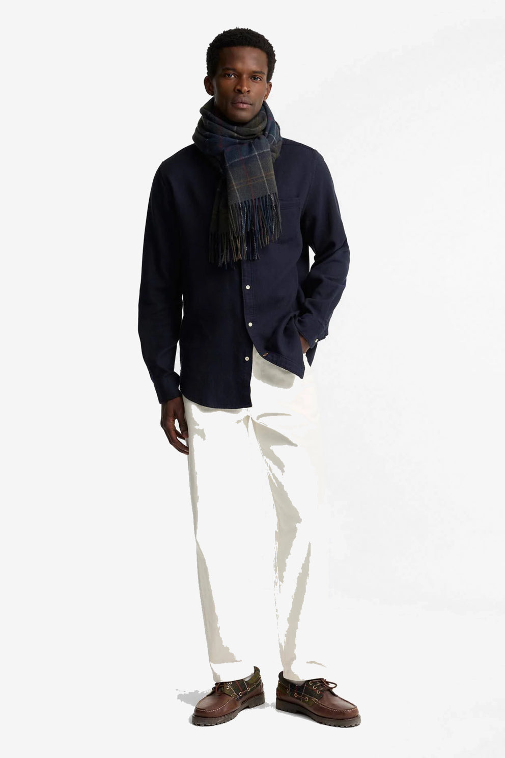 Barbour Sciarpa BRADEN Verdone/Blu Uomo-3
