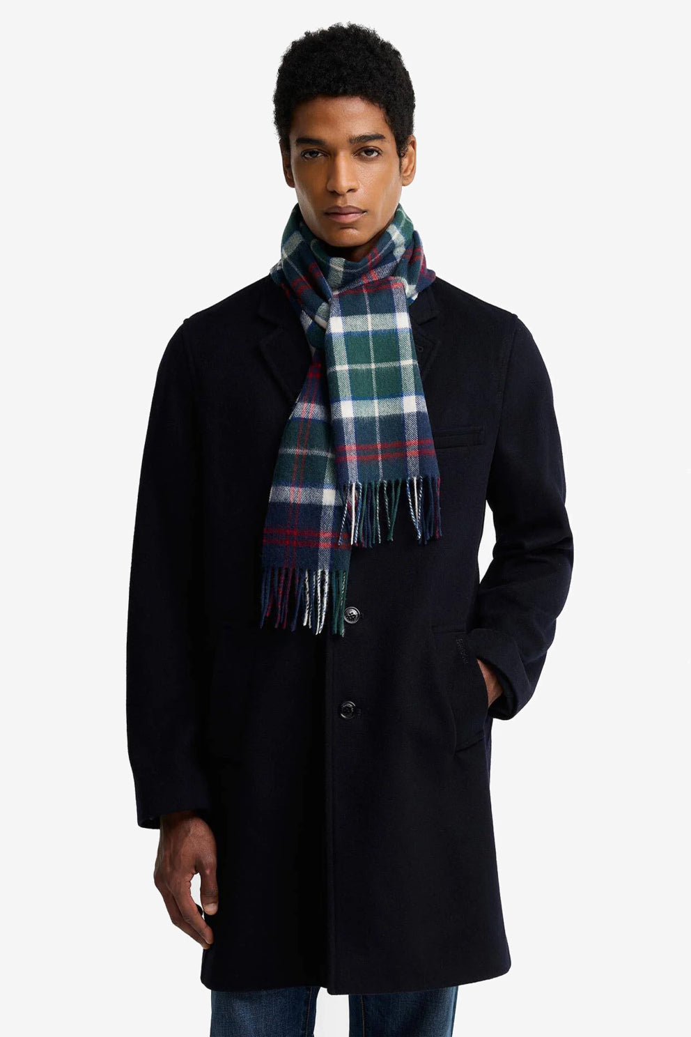 Barbour Sciarpa Lana e Cashmere Verde/Rosso Uomo-3