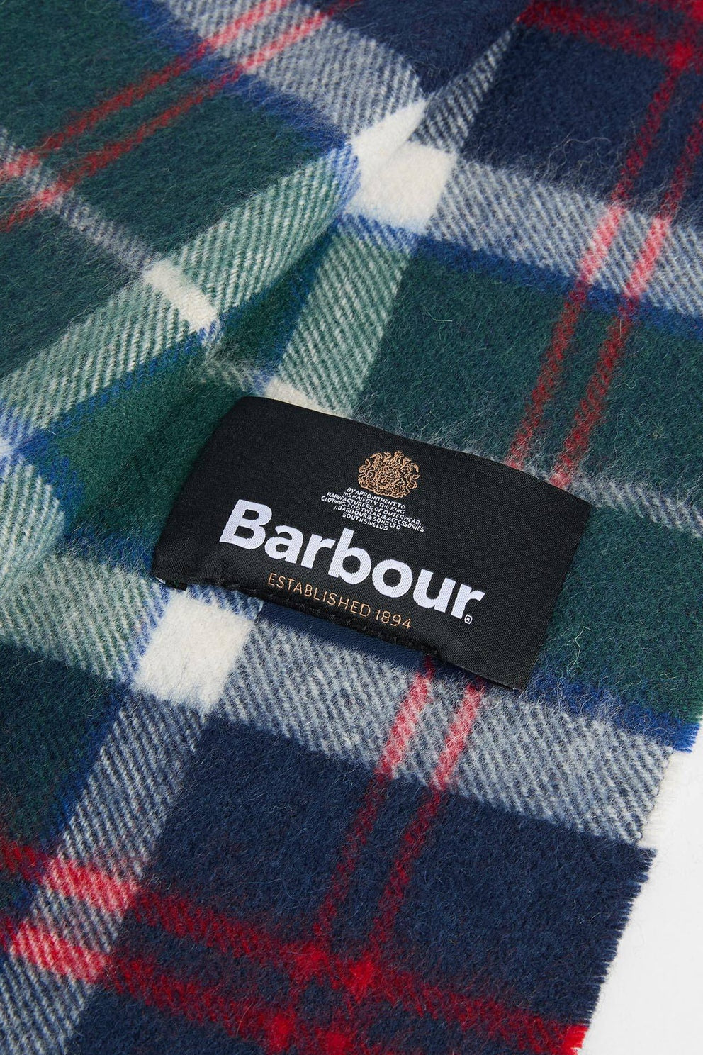 Barbour Sciarpa Lana e Cashmere Verde/Rosso Uomo-4