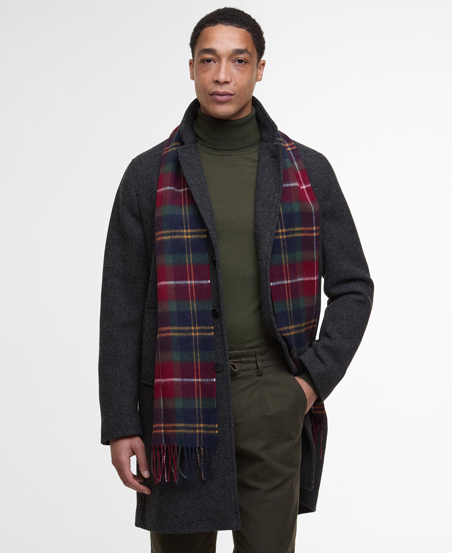 Barbour Sciarpa Wool Cash Rosso Uomo-3