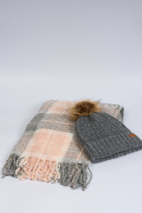 Barbour Sciarpa/cappello Grigio/rosa Donna-2