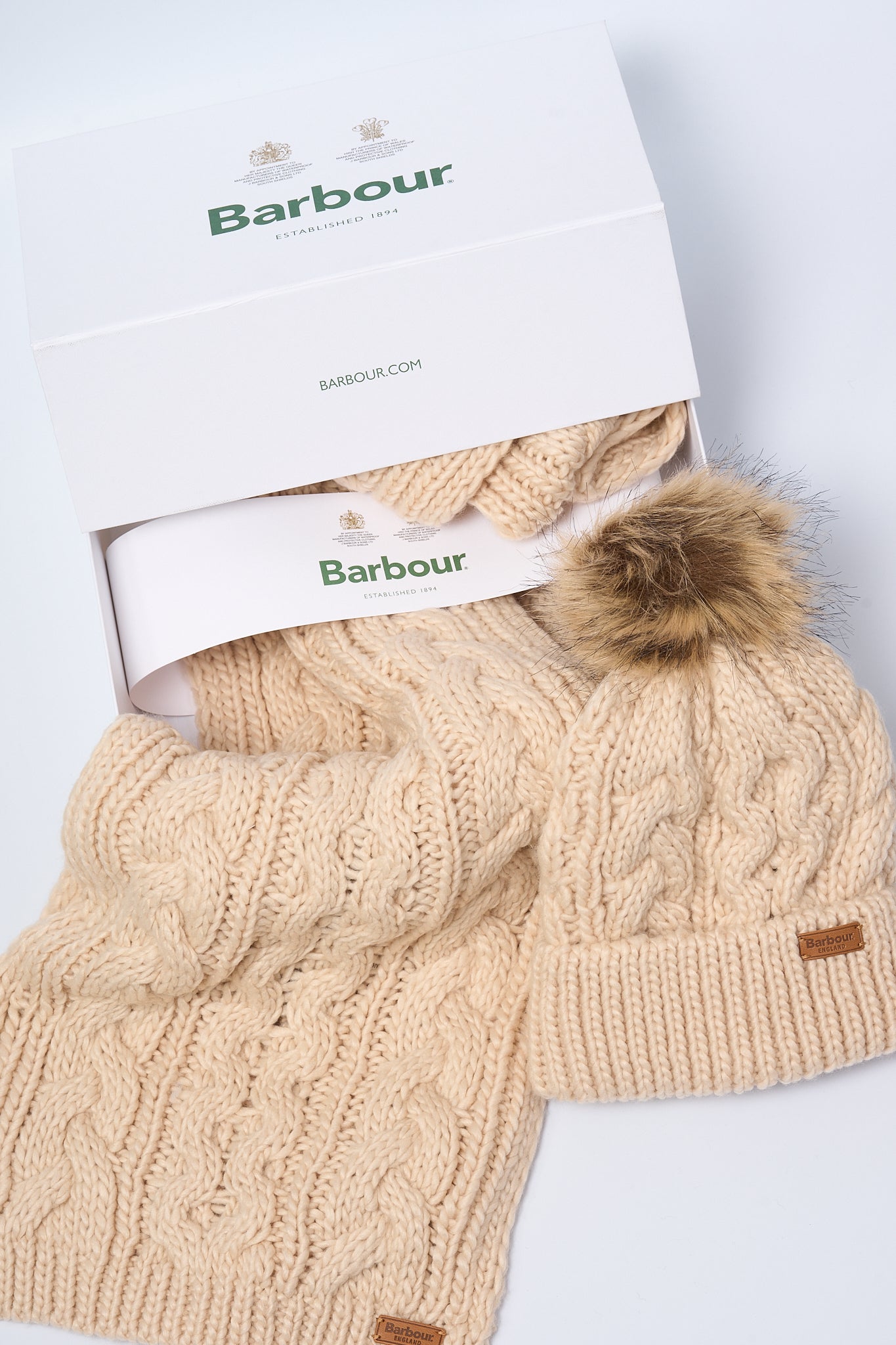 Barbour Women's Blush Pink Hat and Scarf Gift Set-2