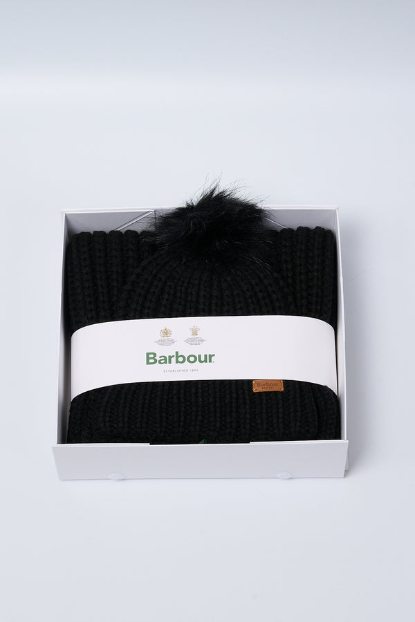 Barbour Set Regalo Cappello+Sciarpa Nero Donna