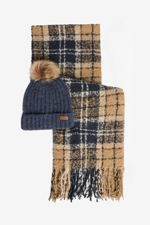 Barbour SALTBURN Set Regalo Cappello e Sciarpa Donna Antracite/Beige-2