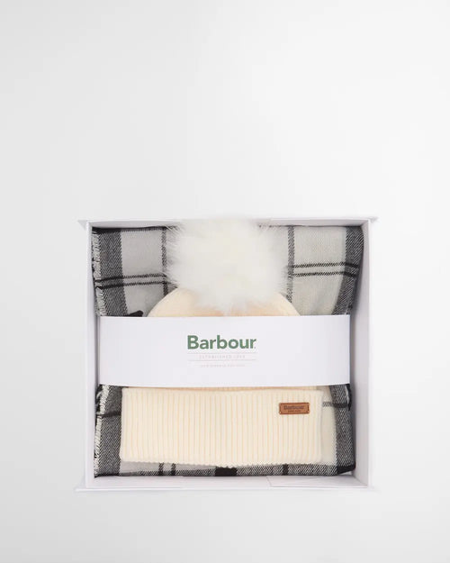Barbour Set Regalo Sciarpa/Cappello Bianco Donna