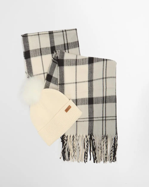 Barbour Set Regalo Sciarpa/Cappello Bianco Donna-2
