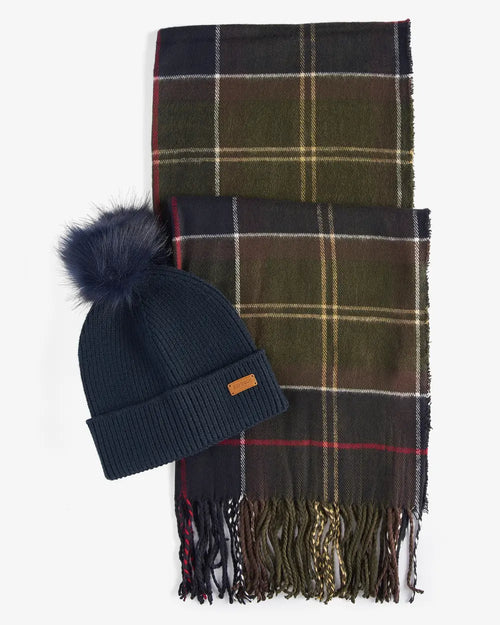 Barbour Scarf/Hat Blue/Green Women-2