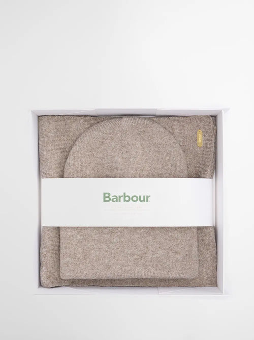 Barbour Set Regalo Sciarpa/Cappello Taupe Donna